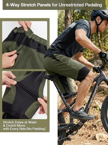 ARSUXEO Men's Loose Fit Cycling Shorts Mountain Bike Shorts Water Ressistant 1903 - Image 6