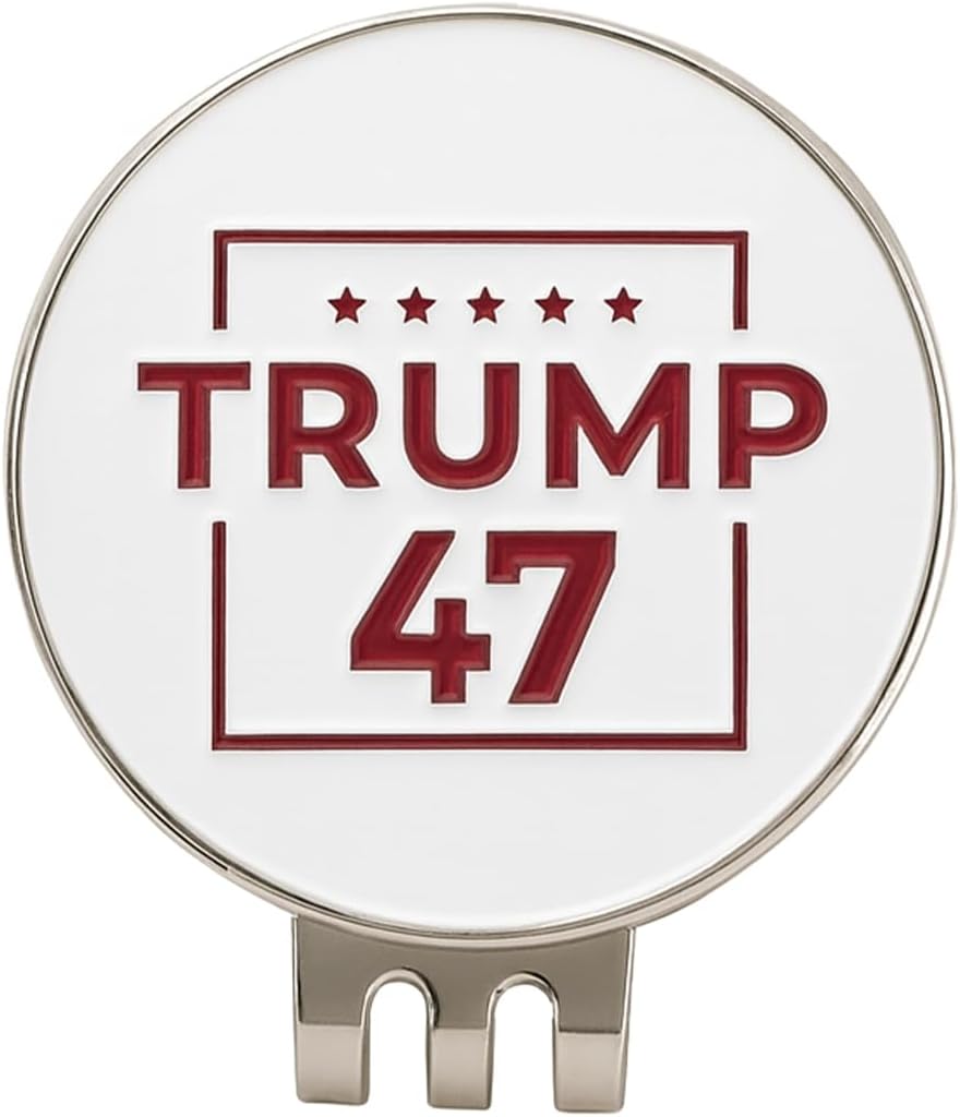 Curves & Clubs Trump 47 Professional Golf Ball Marker, Premium Metal with Magnetic Hold, Scratch-Resistant Nickel Finish, Ultra Strong Grip for Hat Clip