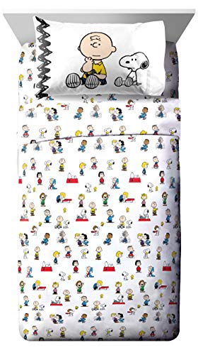 Jay Franco Peanuts Classic Pals 7 Piece Full Bed Set - Includes Reversible Comforter & Sheet Set - Bedding Features Snoopy & Charlie Brown - Super Soft Fade Resistant Microfiber #TOP3