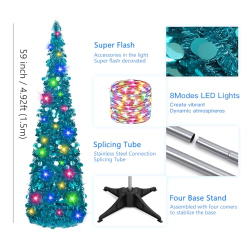 Árbol de Navidad de oropel brillante con 50% de descuento