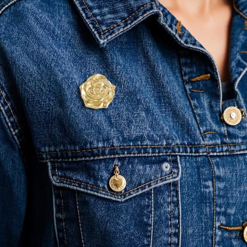 Image of Gold Flower Brooches for Women Enamel Rose Lapel Pins for Men Suit Backpacks Blazer Dress Jacket Badge Wedding Party Accessories Gift