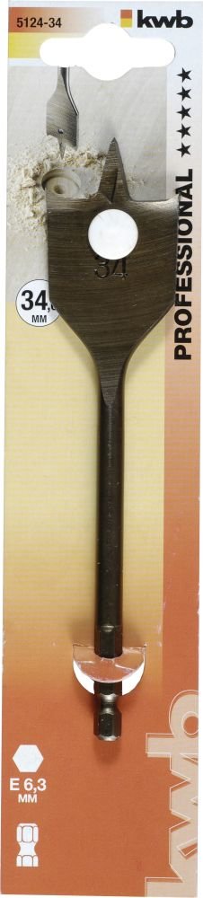 KWB 49512434 - Brocas de pala para madera, 34 mm