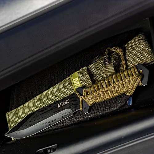 Mtech Usa MT-528C Fixed Blade Knife –Black Stainless Steel Blade, Green Cord Wrapped Handle, Full Tang, Includes Nylon Sheath - Hunting, Camping, Survival thumb #5