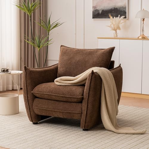 Sillón Plegable Tela Chenille Marrón Claro miniatura 1