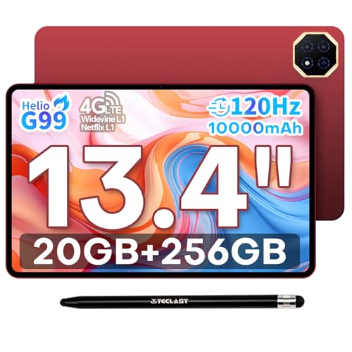 TECLAST T65PLUS Helio G99 Tablet 13.4 Pollici, 2.2GHz Octa-Core 120Hz Tablet Android 15, 20GB RAM+256GB ROM(TF 8TB), Doppio SIM 4G LTE + 5G WiFi, 10000mAh/18W, Gemini AI/Widevine L1/GPS/13MP/OTG, 2026