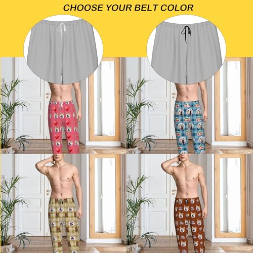 Personalized Pajamas Pants Gifts with Cat Photo for Mens, Custom Pj Bottoms Dog Pet Face Anniversary for Women Grandfather3
