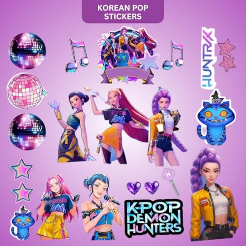Image of Wanna Party KPOP Vinyl Stickers Pack of 4 sheets for Kpop Girls, Hunterix Vinyl Self Adhesive Stickers for Water Bottles, Phones, Laptop, Notebook Journal & other crafts