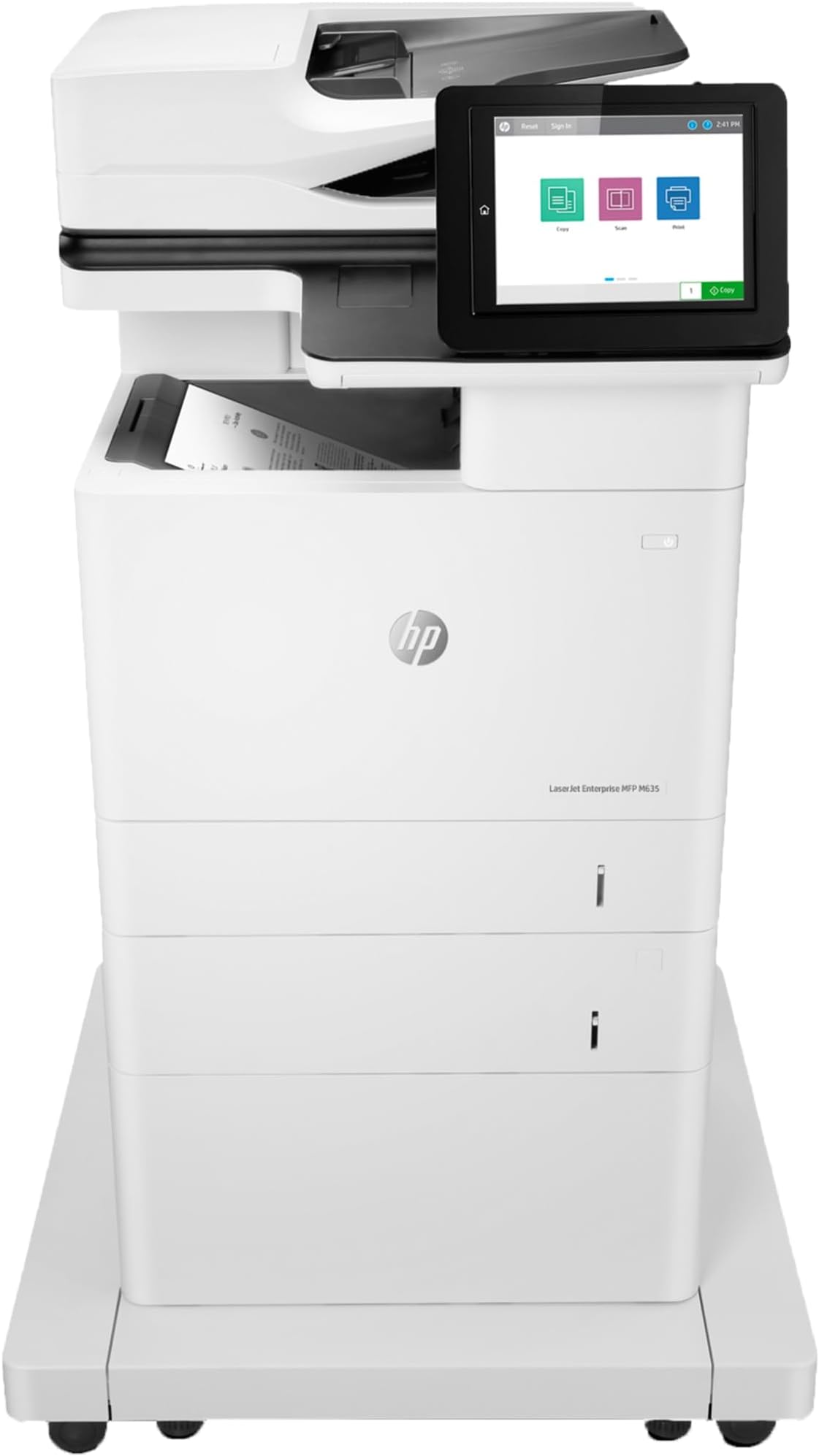 LaserJet Enterprise MFP M635fht Monochrome All-in-One Printer with Built-in Ethernet, 2-Sided Printing, Extra Paper Tray & Wheeled Stand (7PS98A)