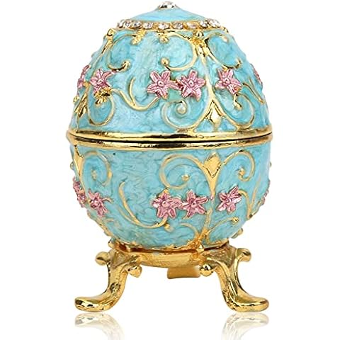 HERCHR Huevo Faberge Original, Caja de joyería de huevo de Pascua esmaltada Cover