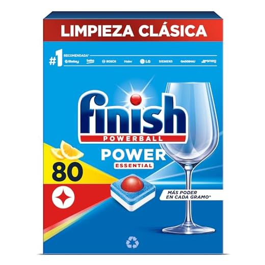 Finish Powerball Power Essential Pastillas para el Lavavajillas, aroma Limón, 80 Pastillas
