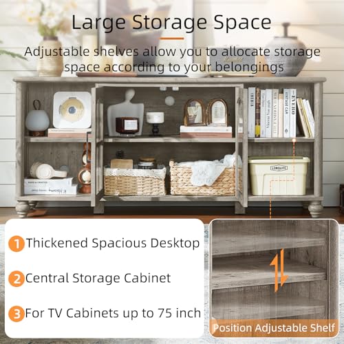 Image of RWYHG Farmhouse TV Stand for 60 in TV, Entertainment Center for Living Room