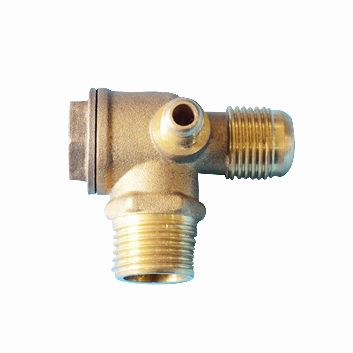 Air Compressor Check Valve Threaded Check Valve Brass 3-Port Tube Connector Tool Male 1/2"*1/2"*1/8"