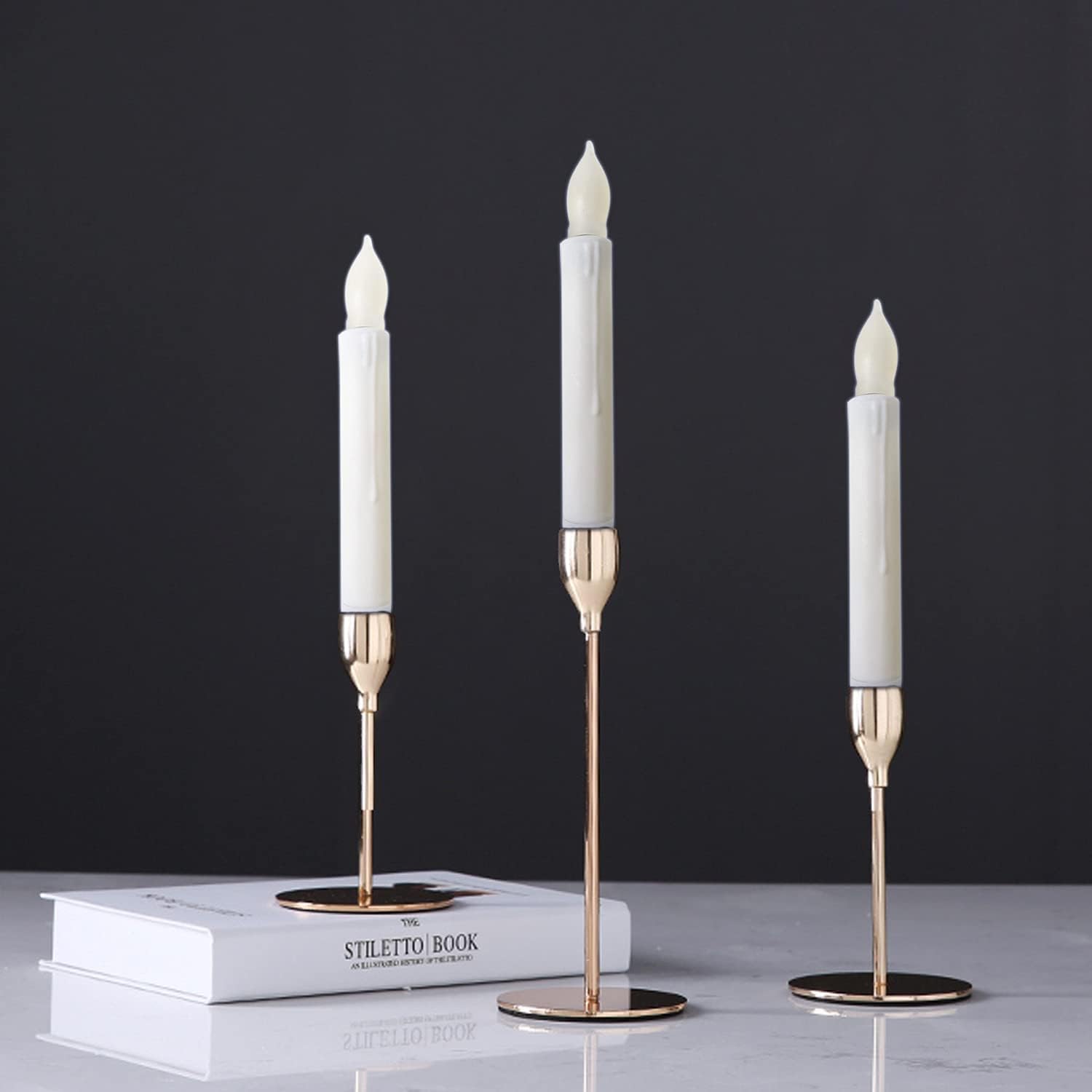 Warm White Taper Candles Battery Operated with Remote Control, 12pcs Short Led Candle Lights for Thanksgiving Day, Christmas Party, Fireplace Mantle, Wall Sconces, Halloween Decoration