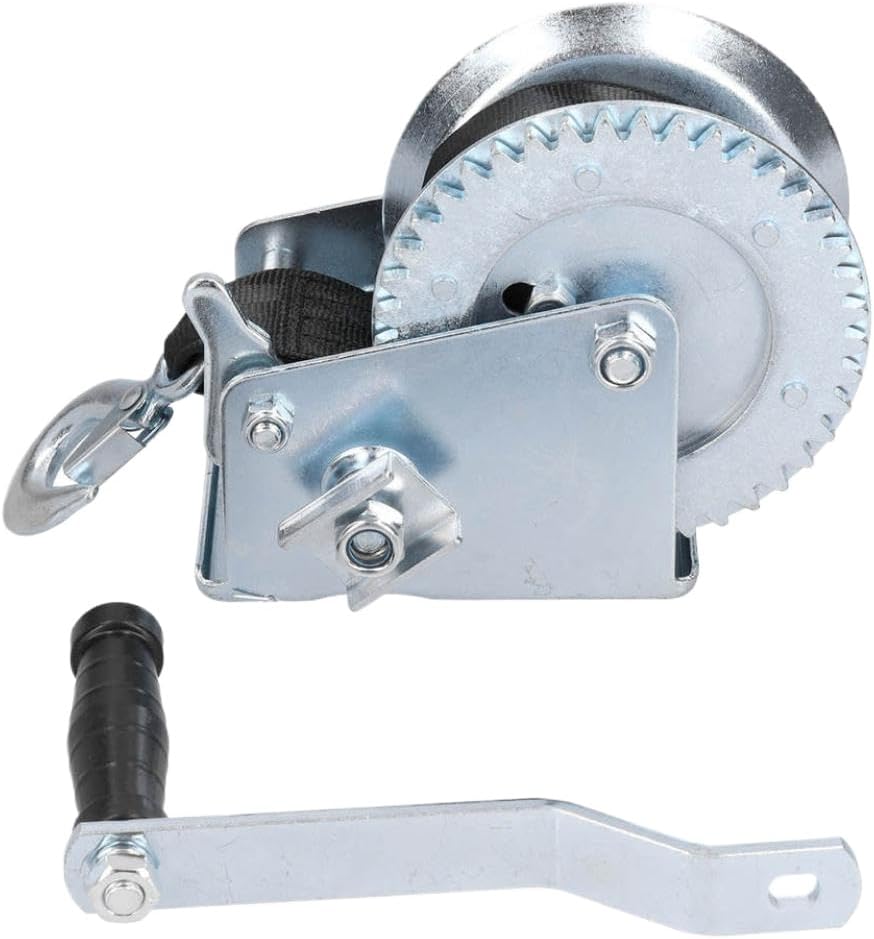 Hand Crank Gear Winch 1200LBS Capacity with 8M Strap Compatible with Boat Trailer