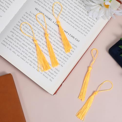 50 Stück Quasten Mini, Quasten Anhänger für Armbänder Weich Seidig Handgefertigte Gold Quast Mit Schlaufe Tassel für Lesezeichen Anhänger Schmuckherstellung DIY Bastelzubehör Schlüsselanhänger Zubehör