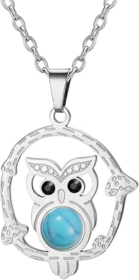 Dreamtimes Elegant Owl Pendant Necklace for Women Stainless Steel Wisdom Owl Necklace Animal Pendant Necklace Jewelry