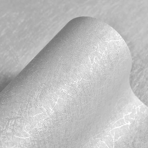 happygo Silver Sticky Back Plastic Wallpaper Silver Self Adhesive Removable Thickened Waterproof Wallpaper for Home Decoration Kitchen Worktops Furniture Stickers 30 x 300cm