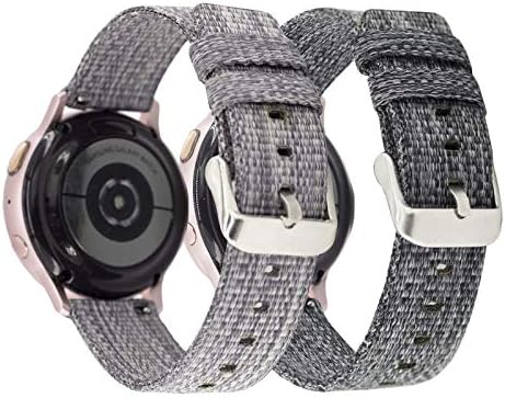 Mtozon 20mm Bands Compatible with Samsung Watch 5/ Galaxy Watch 4/ Watch 3 41mm/Galaxy Active 2 40mm 44mm/ Active 40mm Watch/Galaxy Watch 42mm, Canvas Replacement Wristbands, Gray + Charcoal