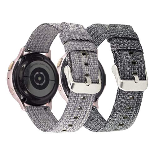 Mtozon 20Mm Bands Compatible With Samsung Watch 5/ Galaxy Watch 4/ Watch 3 41Mm/Galaxy Active 2 40Mm 44Mm/ Active 40Mm Watch/Galaxy Watch 42Mm, Canvas Replacement Wristbands, Gray + Charcoal #TOP23