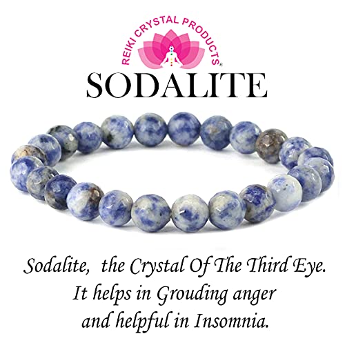 Image of Reiki Crystal Products Certified Natural Crystal Stone 8 mm Diamond Cut /Faceted Beads Bracelet for Men & Women | Reiki Charged Gemstone Bracelet | Multiple Crystal Variants Available