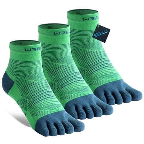 Image of WRELS Coolmax Toe Socks for Men Women,Athletic High Performance Cushion Crew Socks for Running Working(3 Pairs)