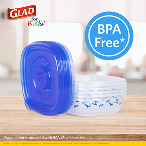 Glad For Kids Sharks Gladware Medium Lunch Square Food Storage Containers With Lids | 25 Oz Kids Food Containers With Shark Design, 5 Count Set | Airtight Food Storage Containers For Food #TOP4