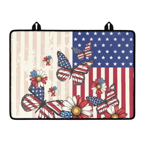 Image of Poceacles 4th of July Patriotic Stove Top Cover Stove Burner Cover Multipurpose Rubber Desk Saver Pad Washer Dryer Top Mat for 250th Independence Day Decor, American Flag Butterfly