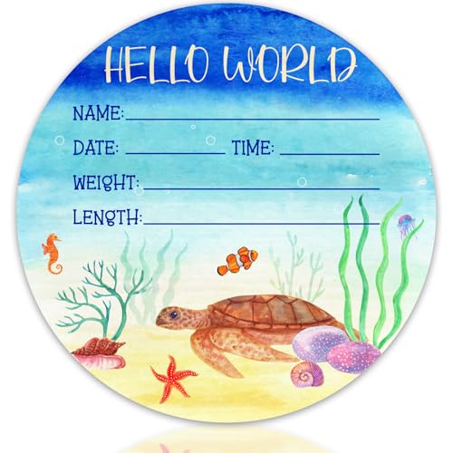 Ocean Baby Announcement Sign, Wooden Nursery Name Decor 6in