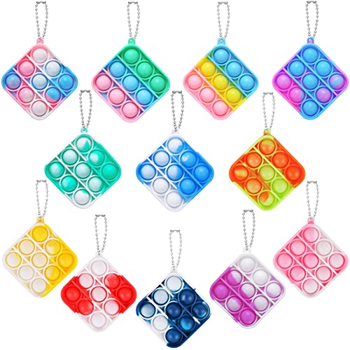 EVERMARKET 12 Pack Mini Pop Bubble Fidget Sensory Toy Keychains, Mini Square Bubble Popper Stress Relief Simple Silicone Squeeze Relax Toys, Rainbow Push Pop Bubbles Fidget Hand Toy EVERMARKET 12 Pack Mini Pop Bubble Fidget Sensory Toy Keychains, Mini Square Bubble Popper Stress Relief Simple Silicone Squeeze Relax Toys, Rainbow Push Pop Bubbles Fidget Hand Toy