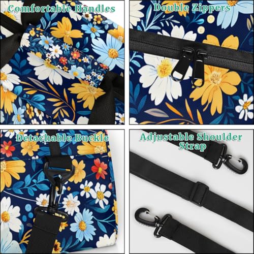Daisies Sunflower Print Kids-Duffel-Bags Gymnastics Dance Bag Carry-On Overnight Travel Gym Lightweight Dance Sports Bags For Girls Boys Kids，4