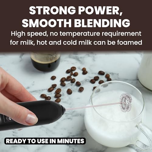Image of Desi BAE Frother Electric with Double Whisk | C Type Rechargeable Coffee Maker Machine for Home | 1 Year Warranty | Free Coffee Blender Recipe Book | Big Battery 1 Charge = 15 Days Use.