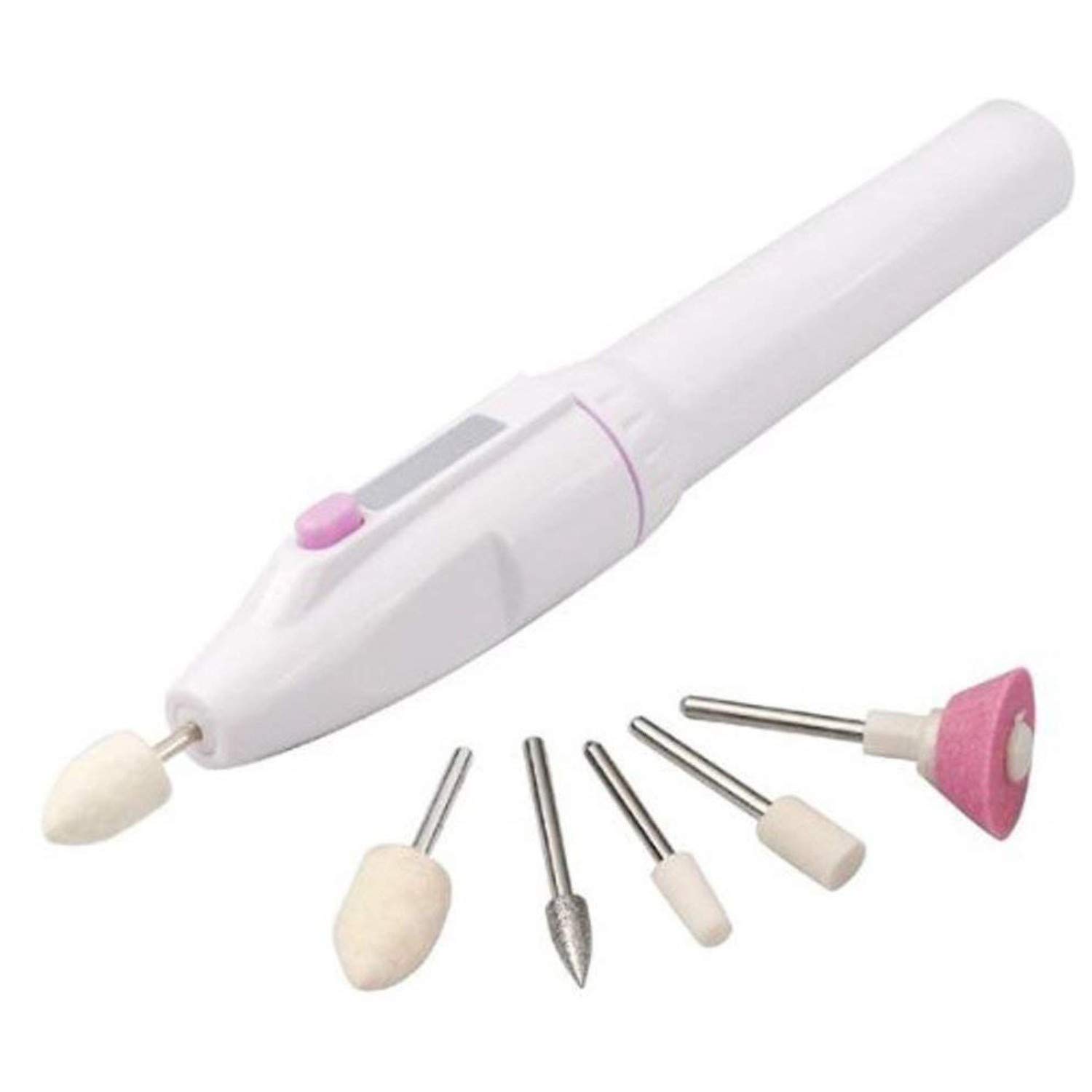 Nail Trimming Kit Salon Shaper Manicure Pedicure Kit 5 In 1 Art Tip Electric Nails Polish Grooming Tool Kit Nail Grinder Drill Machine (White)-image-32