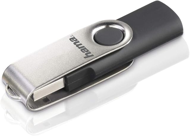 Hama Pamięć USB 64 GB USB 2.0 (transfer danych 15 MB/s, z oczkiem do mocowania na kółku na klucze, pamięć pamięci, pamięć z metalu, nadaje się do systemu Windows/MacBook), kolor srebrny