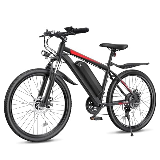 Loeook Electric Bike for Adults, 26" Ebike with 1000W Peak Motor, 20MPH 50Miles Electric Mountain Bike with 48V Removable Battery, 7-Speed, Front Suspension, LCD Display, UL 2849 Certified