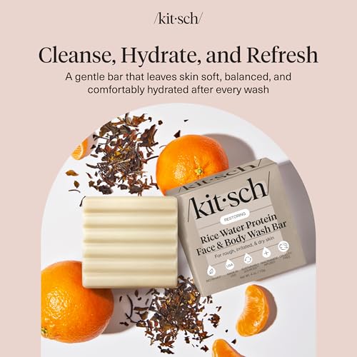 Image of Rice Water Protein Restoring Face & Body Wash Bar Soap - Hydrating Face Wash & Body Wash, Skin Care Cleanser with Niacinamide & Oat Peptides, Gentle Moisturizing for Dry & Sensitive Skin - 4 oz