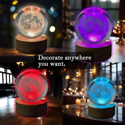 Image of Hamsa Magical Crystal Ball Night Light, LED Color-Changing Globe Lamp, Crystal Ball Lamp, Desktop Decorative Mood Light (16 Color Moon)