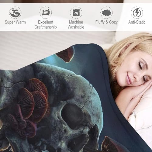 Manta de calavera forro polar termica y extra suave de 150x200 para el invierno 4