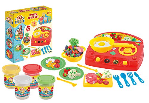 DEDE TOYSArt Craft Kitchen Dough Set 12 Pcs 224 Gr, Multicolor