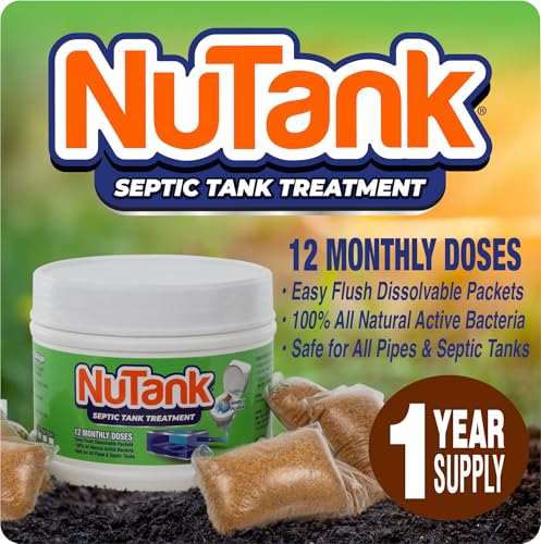 Image of Septic Tank Treatment - 12 Dissolving Packets - 1 Year Supply of Septic Safe Enzyme Producing Packets - Helps Protect Against Costly Septic Backups - Made in USA