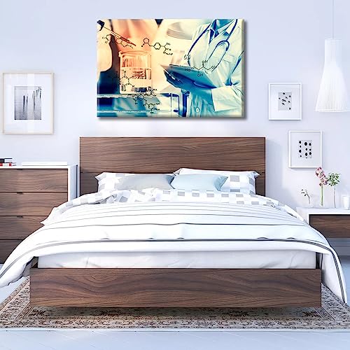 Image of Clinical Laboratory Artwork Canvas Wall Art Chemical Equations Laboratory Research Concept Painting Bedroom Living Room 1 Pieces Poster Wall Decor for Living Room Framed Ready to Hang , 24 inchWx36 inchH