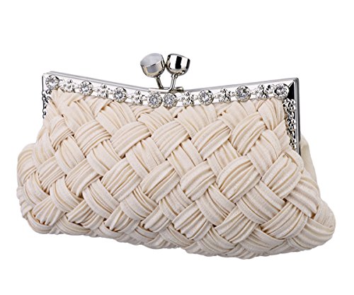 Charming Tailor Evening Bag Women Classic Clutch Woven Wedding Party Purse (Champagne)