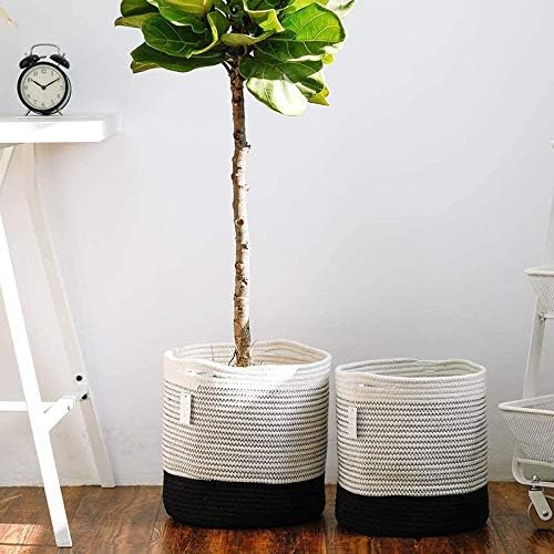 Rope Woven Baskets Household Flower Pot Bathroom Bedroom Laundry Basket Storage Box Desktop Plant Organizer Decoration (Color : A) (C) — 사진 4