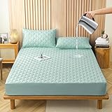 防水ボックスシーツ ダブル 防水シーツ マットレスカバー マットレス・敷き布団カバー 介護用 4層構造 ベビー 柔らかな触感 抗菌防臭 防ダニ ベッドシーツ 丸洗い可能 ズレ防止 全周ゴム付き 着脱簡単 四季適用 毛玉なし（ダブル·140X200*30cm ターコイズ）