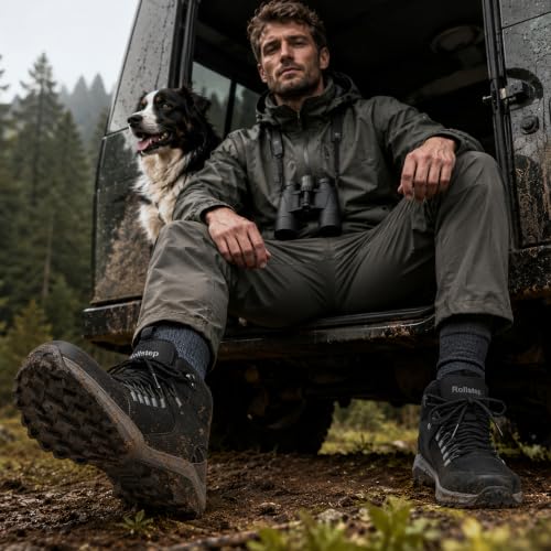 Image of Mens Waterproof Hiking Boots Outdoor Lightweight Work Ankle Boots All-Terrain Trekking Hiking Shoes US 7.5-12