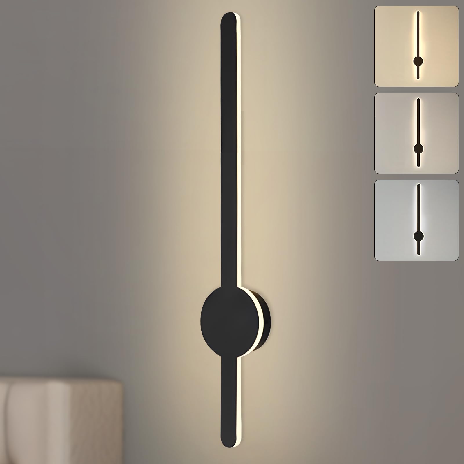 YT YATAI LIGHTING Modern Minimalist Line Wall Lamp,LED Dimmable Indoor Wall Light Long Strip Sconce Acrylic Aluminum Lighting Fixture Bedroom Living Room Hotel Stairs (40CM)