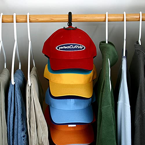Perfect-Curve-Cap-Rack36-System--Hat-Rack-for-Baseball-Caps-Over-Door-Organizer-Baseball-Cap-Organizer-Hat-Hangers-for-Closet-Hat-Organizer-for-Wall-12-Clips-Hold-up-to-36-caps-Black