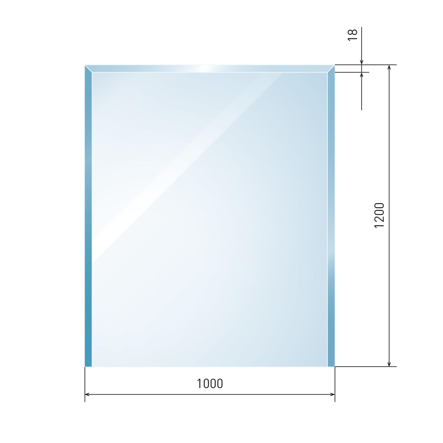 raik Kamin Glasbodenplatte Rechteck Funkenschutz ESG Sicherheitsglas klar mit Facette 1000 x 1200 mm Unterlage für Kaminofen Pelletofen Kamineinsatz