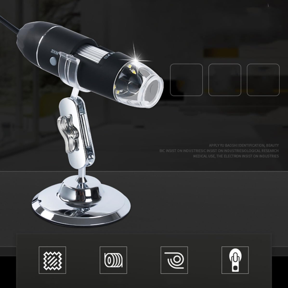 HEALLILY Microscopio USB Digital con LED Ajustables y Soporte Adhesivo Lupa Electrónica Compatible con Win XP Vista Inspección Precisa