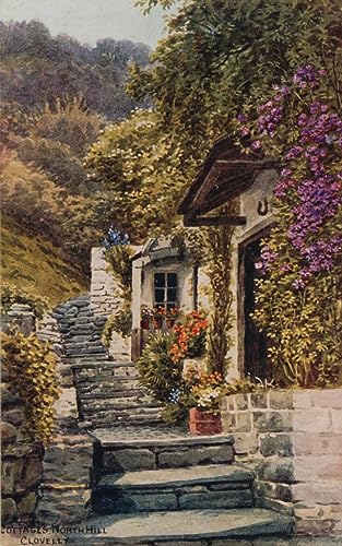 Tableau Cottages Clovelly pour réchauffer un mur blanc vide grand poster vintage 60x90cm