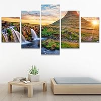 SIGNWIN 5 Panel Canvas Wall Art Modern Art Dramatic Farmhouse/Country Mountain Multicolor Nature Photography for Home Decorations Ready to Hang - 60